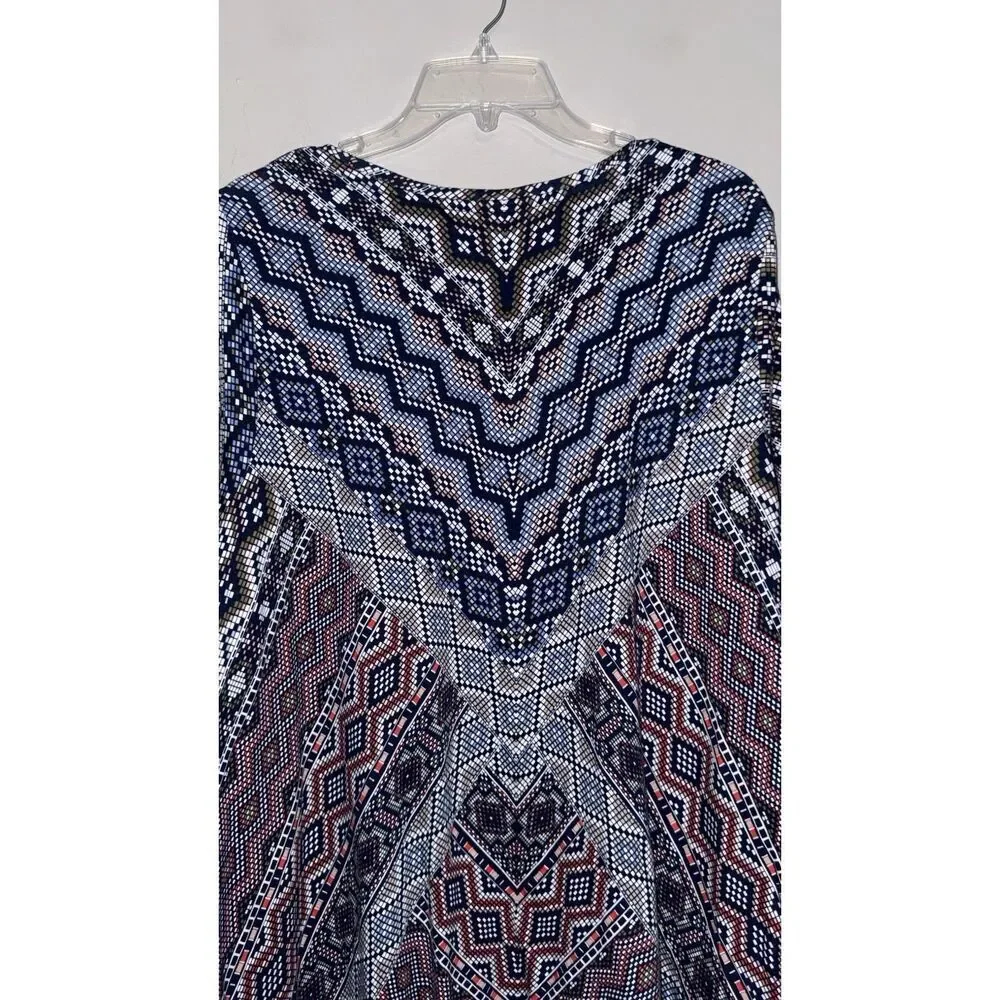 Catherines Tunic Top 1x 18/20 Aztec Embellished Sequin 3/4 Sleeve Blouse Cotton‎
